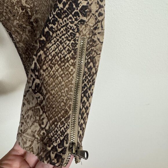 Lauren Ralph Lauren Pants Womens 4P Brown Snake Print Cotton Petite Zipper Hem - Picture 9 of 11